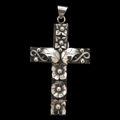 Handmade Sterling Silver Flower Cross Pendant