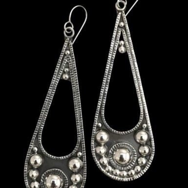 Handmade Sterling Silver Beaded Teardrop Earrings