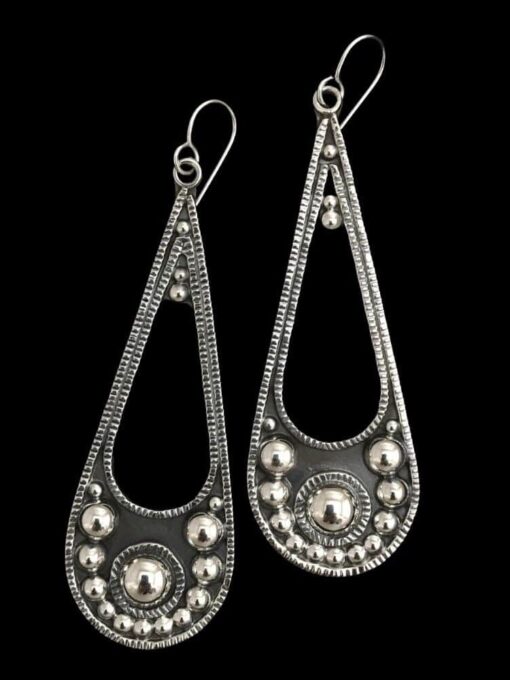 Handmade Sterling Silver Beaded Teardrop Earrings