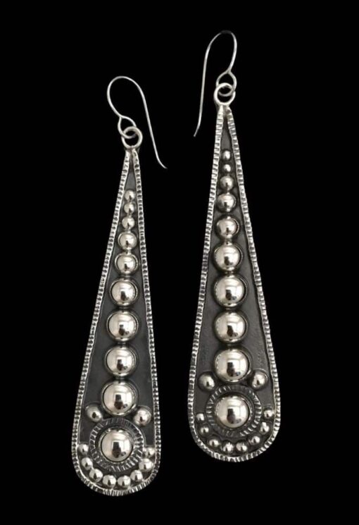 Handmade Sterling Silver Beaded Teardrop Earring