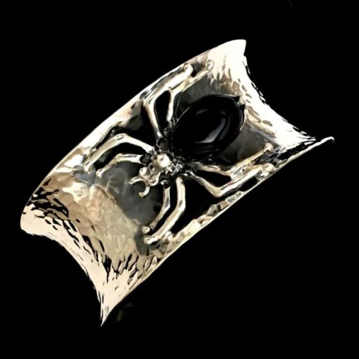 Handmade Wholesale Sterling Silver Black Onyx Spider Cuff