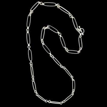 Long handmade sterling silver oval shaped link chain