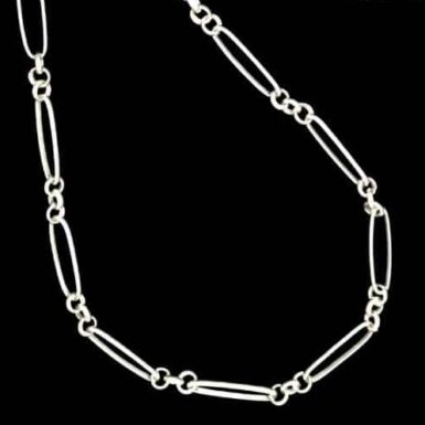 Long handmade sterling silver oval shaped link chain