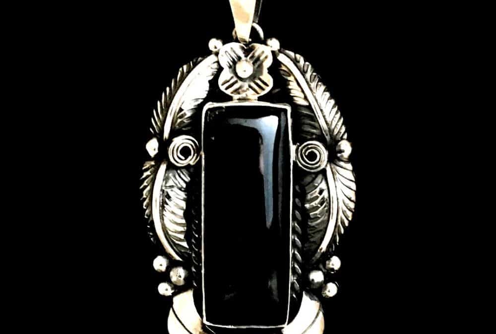 Onyx Floral Rectangular Pendant