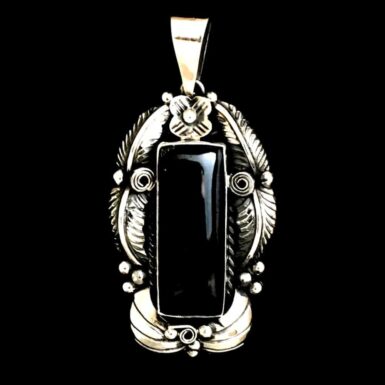 Onyx Floral Rectangular Pendant