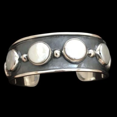 Handcrafted Sterling Silver Pearl Cuff Bracelet