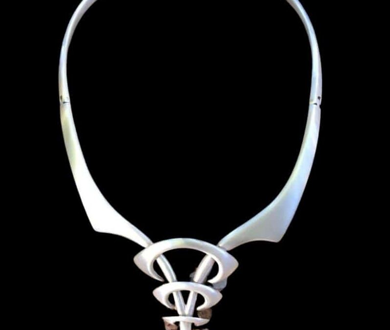 Black Matte Obsidian Sterling Silver Collar