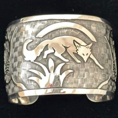 Handmade sterling silver fox cuff bracelet