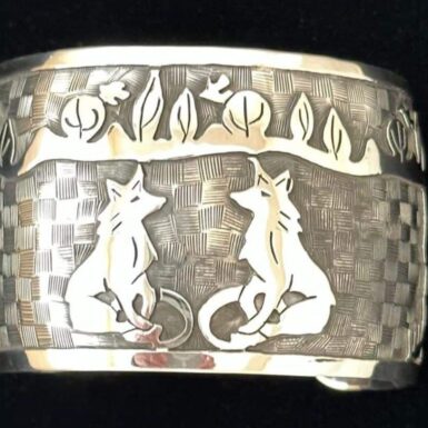 Sterling Silver handmade fox animal cuff bracelet