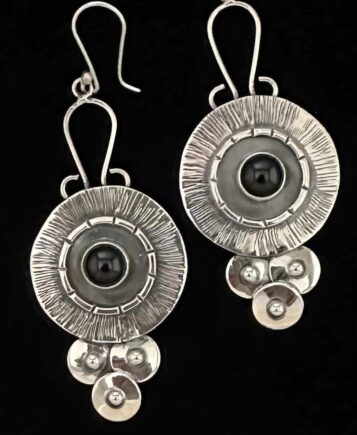 Handmade Sterling Silver Black Onyx Mandala Earrings