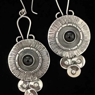 Handmade Sterling Silver Black Onyx Mandala Earrings