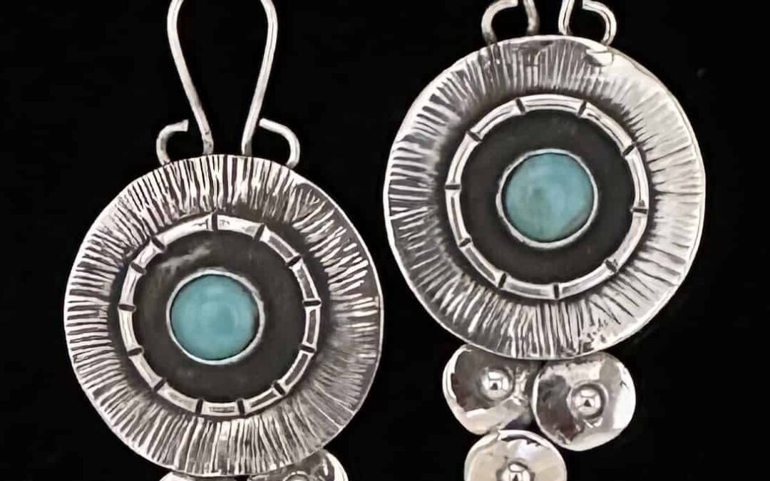 Reconstructed Turquoise Mandala Earrings
