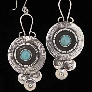 Handmade reconstructed turqoise mandala earrings