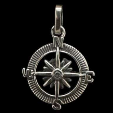 Sterling silver compass pendant