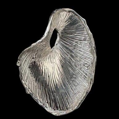 Unique sterling silver folded textured leaf pendant
