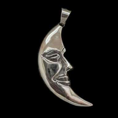 Sterling silver handmade crescent moon shaped pendant
