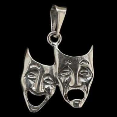 Sterling silver handmade comedy and tragedy style pendant