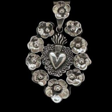 Sterling silver sacred heart pendant